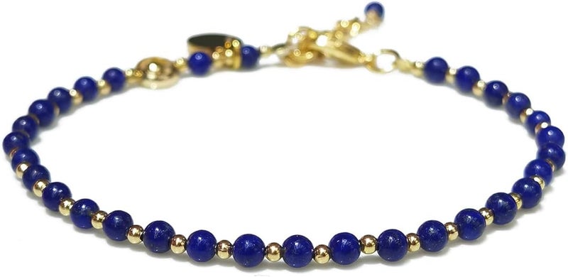 Morchic 3mm Tiny Beads Natural Gemstone Bracelet for Women, Adjustable 7.1" Energy Gem Charm Jewelry, Dainty Handmade Birthday Gift - Image 1